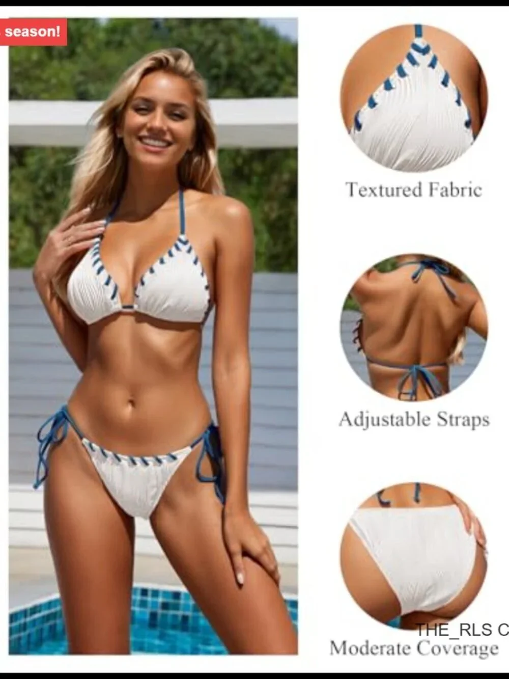 Two Piece Bikini Set Halter Triangle String 82% Nylon 18% Spandex